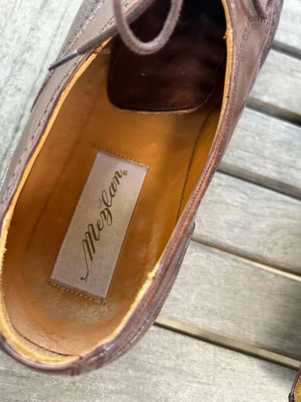 Mezlan Men's Florence Brown Leather Cap  Toe Dress Shoes Size 8 W